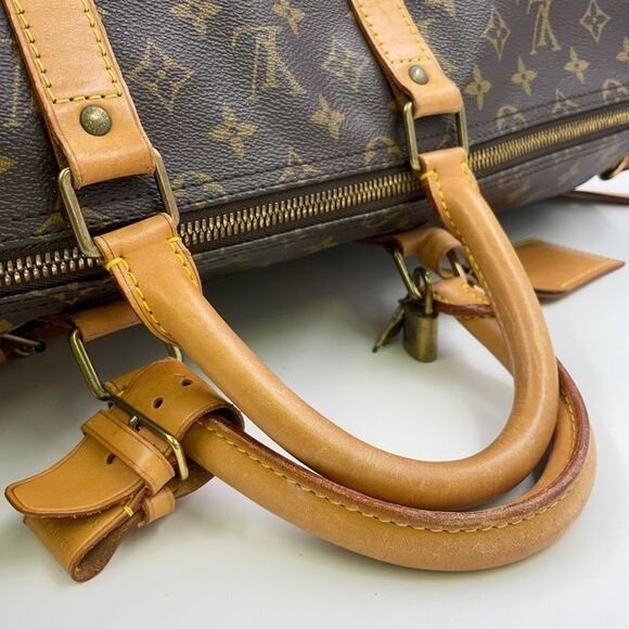 Louis Vuitton Keepall Bandoliere 55 Monogram Leather × PVC Brown Boston Bag - Picture 9 of 15